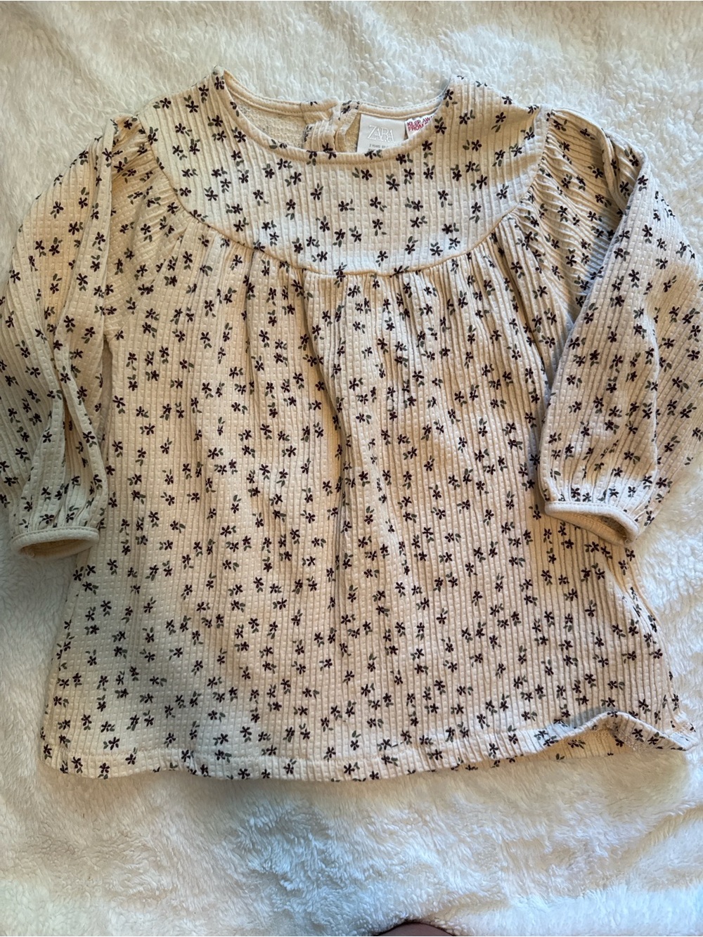 Zara floral cream dress